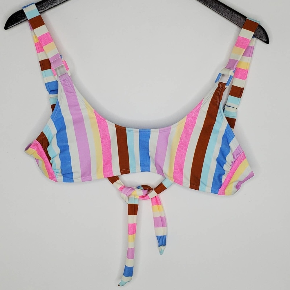 California Waves Striped Ring Bralette Bikini Top